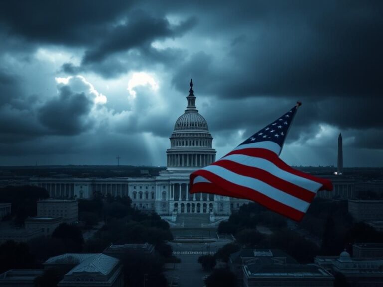 Flick International Aerial view of the U.S. Capitol building with dark storm clouds