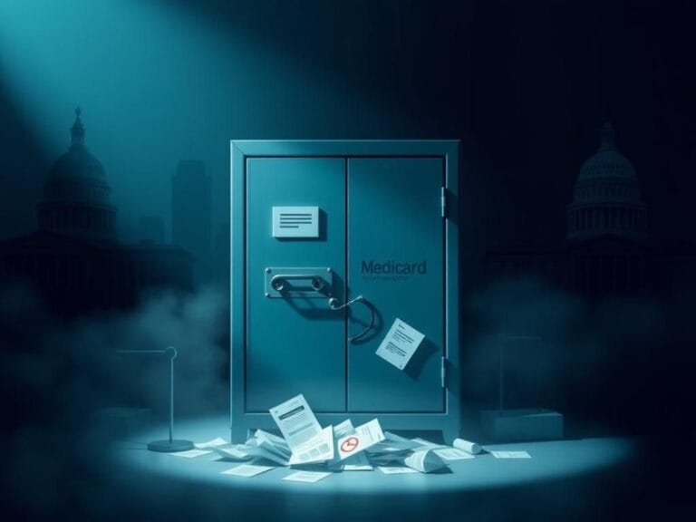 Flick International Large locked filing cabinet symbolizing confidentiality of Medicaid data.