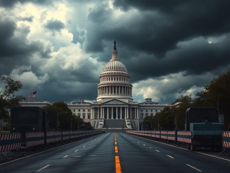 Flick International Dramatic depiction of the U.S. Capitol building under storm clouds, symbolizing tension regarding federal control.
