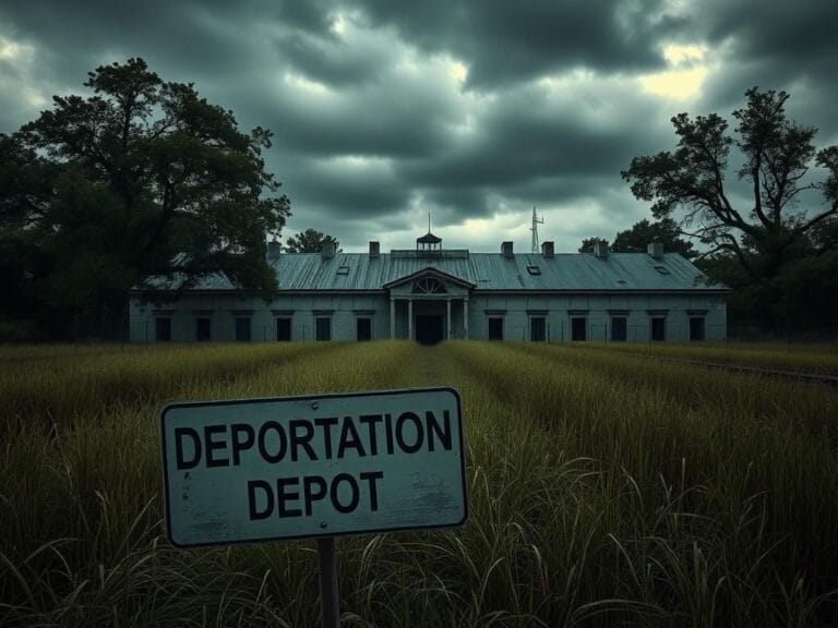Flick International Exterior view of a dilapidated prison facility in rural Florida with signs of abandonment