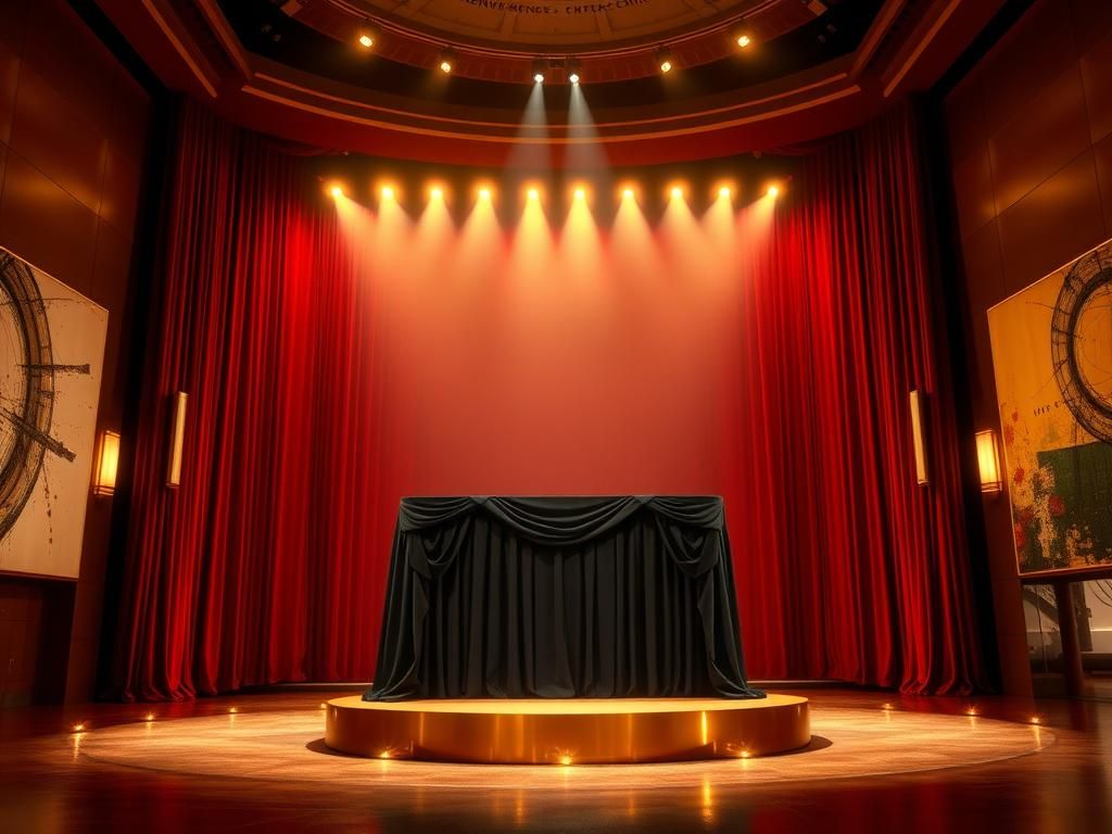 Flick International Luxurious interior of the Kennedy Center with a grand stage and awards podium