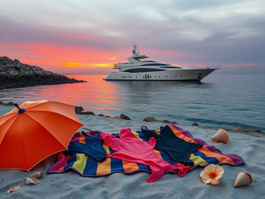 Flick International Luxurious Montauk yacht 'Ripple' anchored at sunset