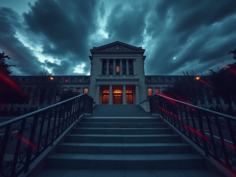 Flick International Exterior view of E. Barrett Prettyman Federal Courthouse in Washington D.C. against a moody evening sky