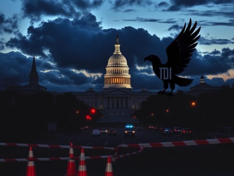 Flick International Dramatic cityscape of Washington D.C. at dusk with Capitol building silhouette and storm clouds