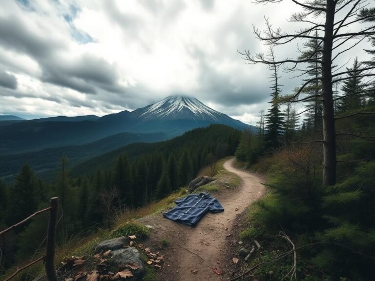 Flick International A hiker's trail on Mount Rausu with signs of a struggle in the underbrush.