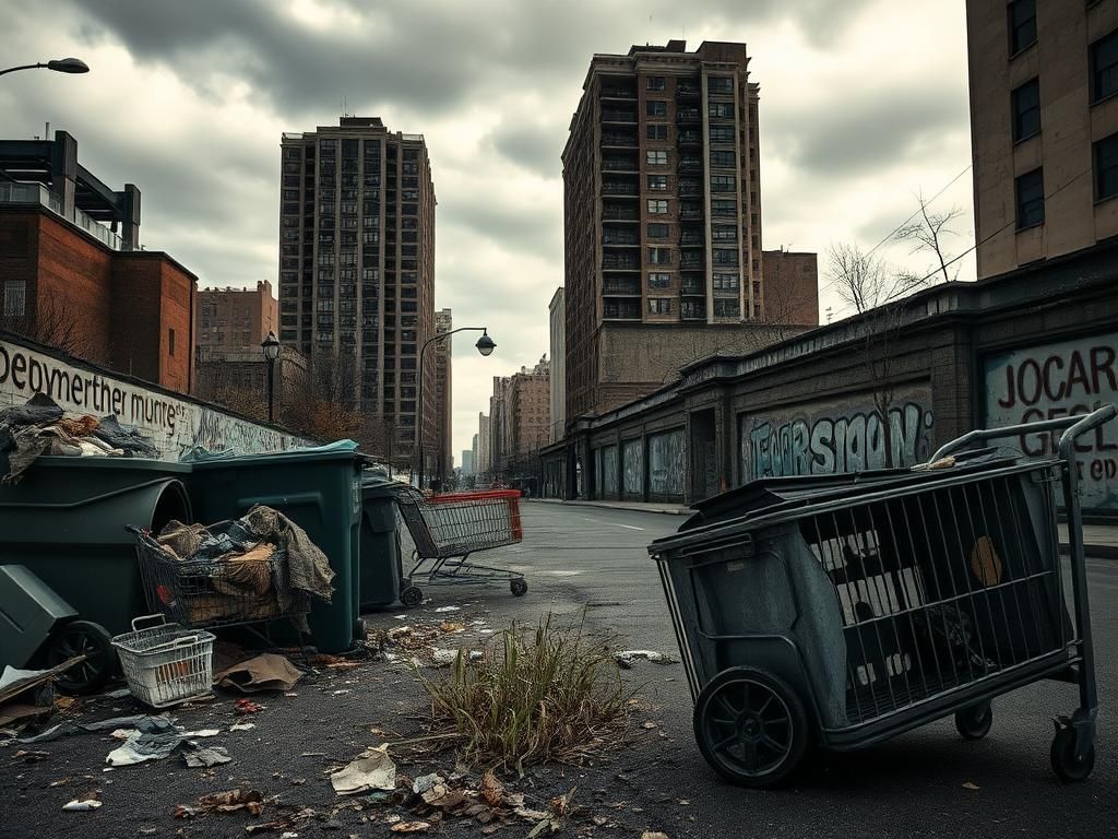Flick International Desolate urban landscape of Washington, D.C. with trash and neglect