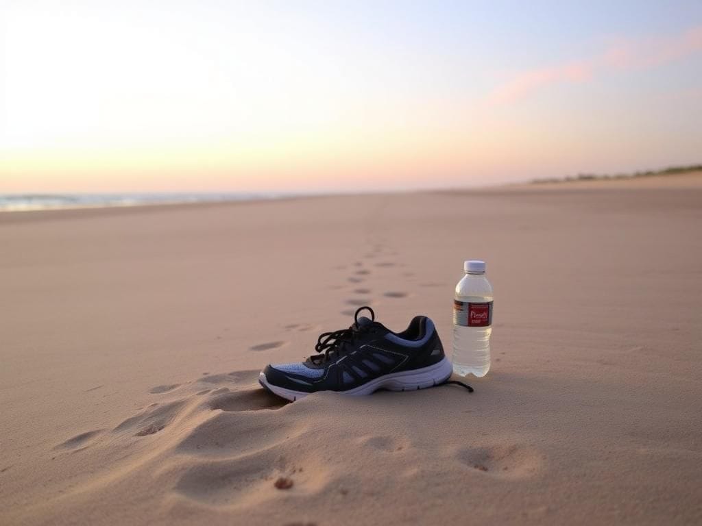 Flick International Abandoned running shoes on a desolate beach symbolizing the struggles of 'The Biggest Loser' contestants.