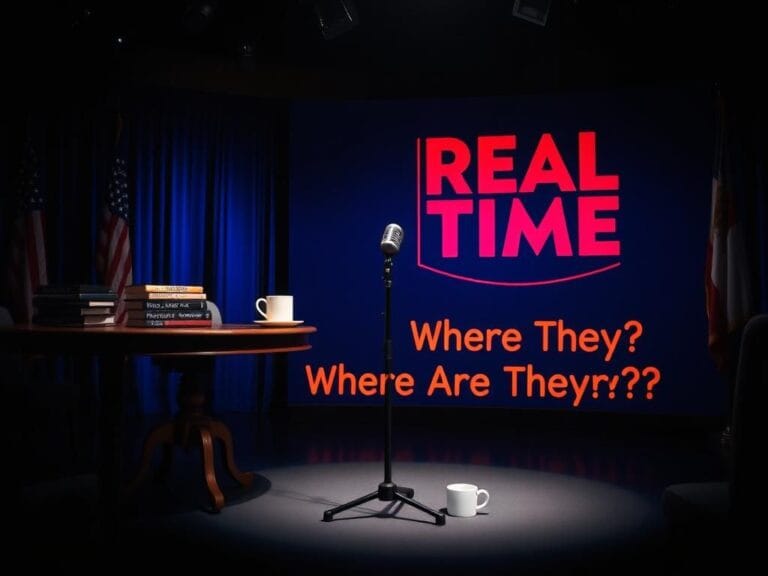 Flick International Dimly lit television studio set with a single microphone, symbolizing the absence of guests.