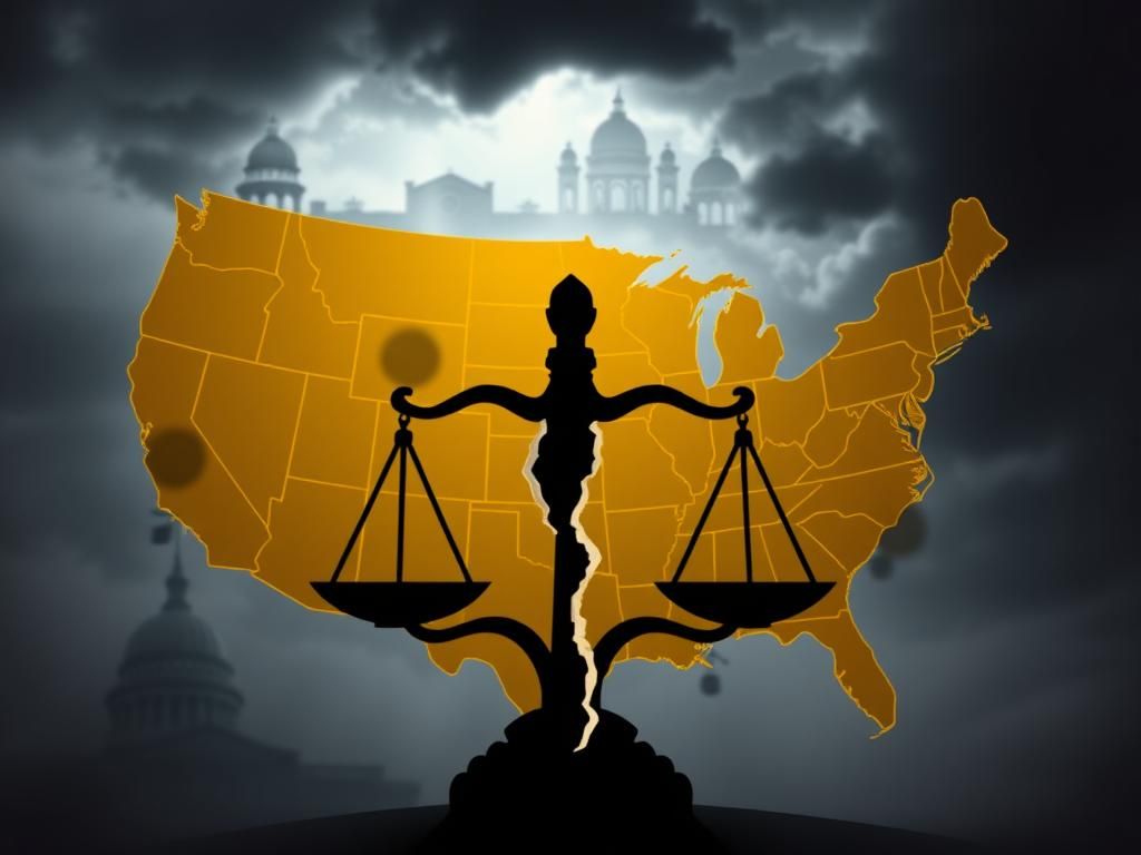 Flick International A stark gerrymandered electoral map illustrating twisted boundary lines in mustard yellow.