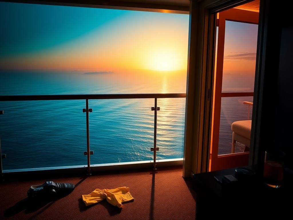 Flick International A tranquil cruise ship balcony at dawn, symbolizing a woman's mysterious disappearance.