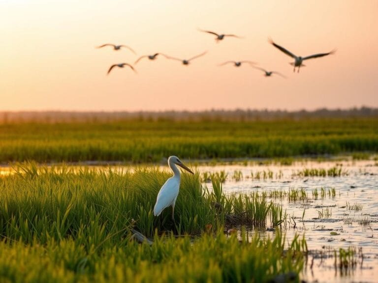 Flick International Juvenile wood stork standing by the water's edge in Columbia County, Wisconsin