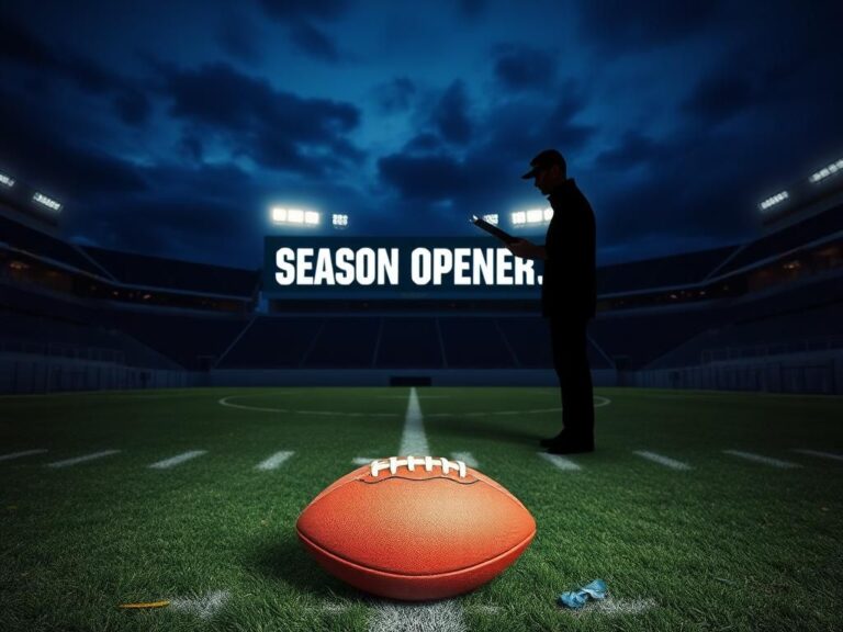 Flick International A dramatic twilight football stadium with a lone football on the 50-yard line