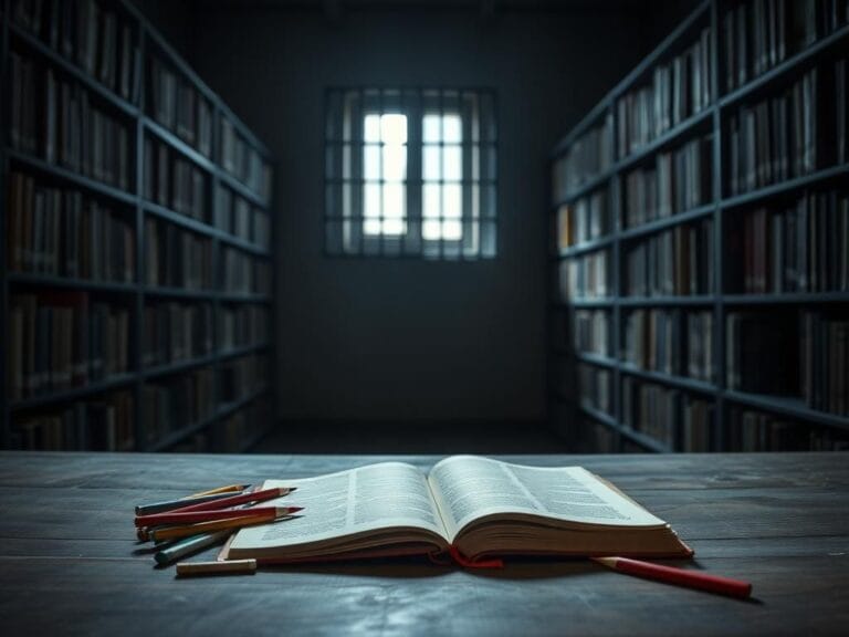 Flick International Dimly lit prison library symbolizing Jodi Arias's confinement and legal struggles