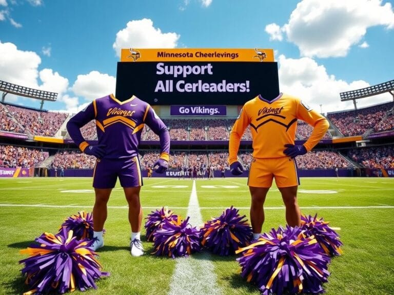 Flick International Male cheerleaders for the Minnesota Vikings performing on the field during a preseason game