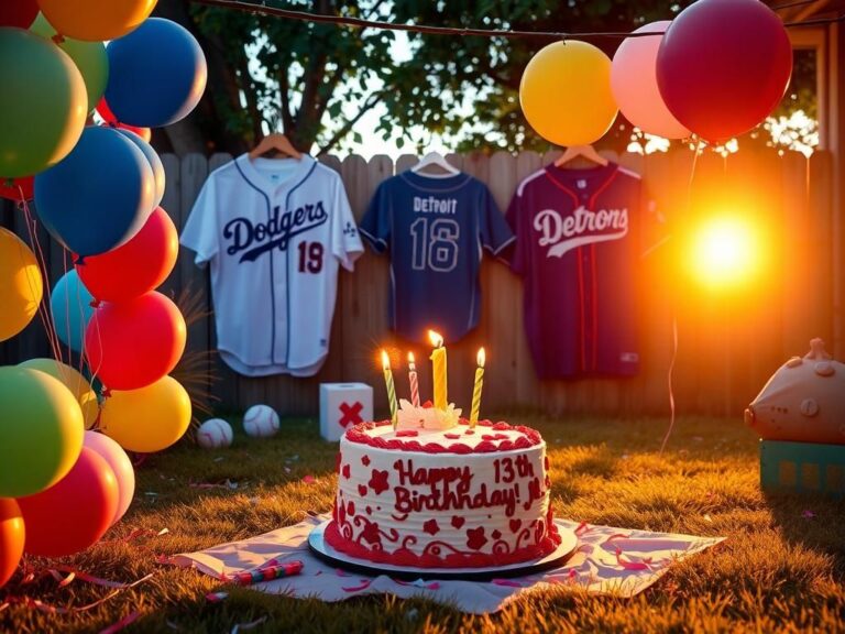 Flick International Colorful birthday celebration scene with balloons and decorated cake for Jack's 13th birthday