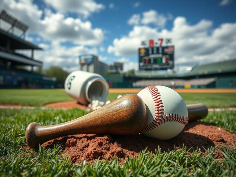 Flick International Close-up of an overturned bat on a baseball field during a minor league game.