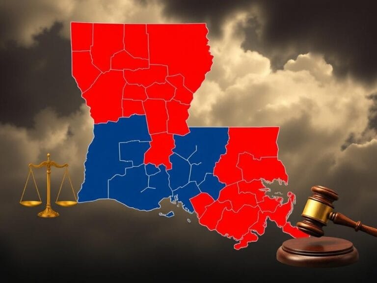 Flick International Stylized representation of Louisiana's congressional map showcasing redistricting conflicts