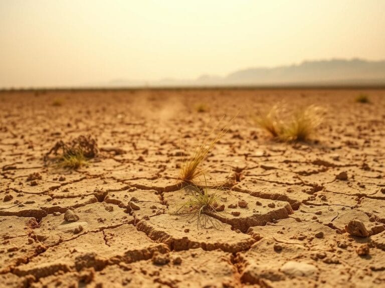 Flick International Close-up view of dusty, sun-baked soil in California's San Joaquin Valley illustrating the impact of drought conditions.