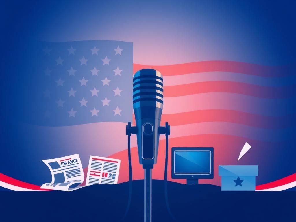 Flick International Abstract representation of the American flag in a modern political campaign poster