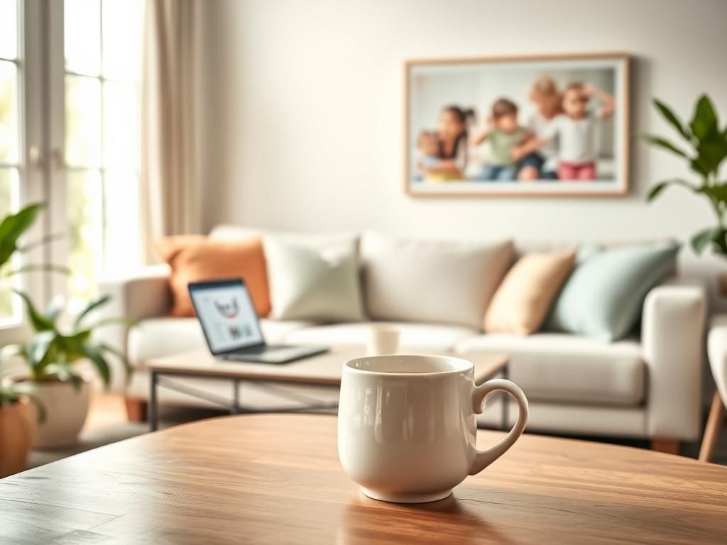 Flick International Cozy living room with natural light and family photo