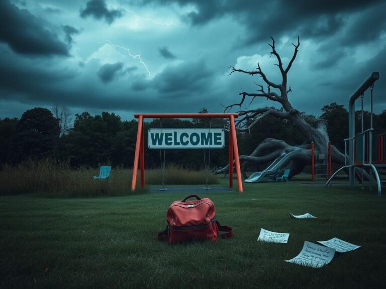 Flick International An empty playground under dark storm clouds symbolizing parental rights concerns