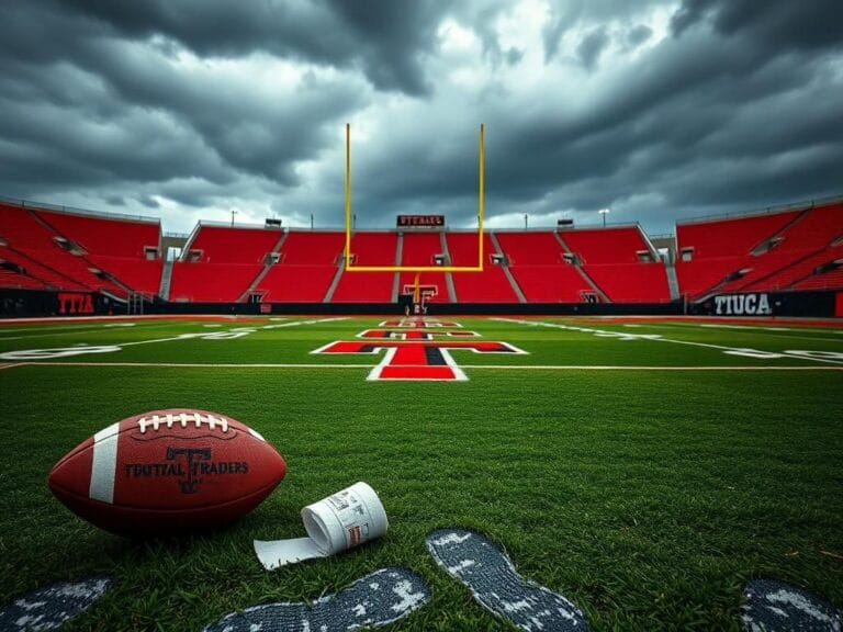 Flick International Texas Tech football field with goalposts under an overcast sky