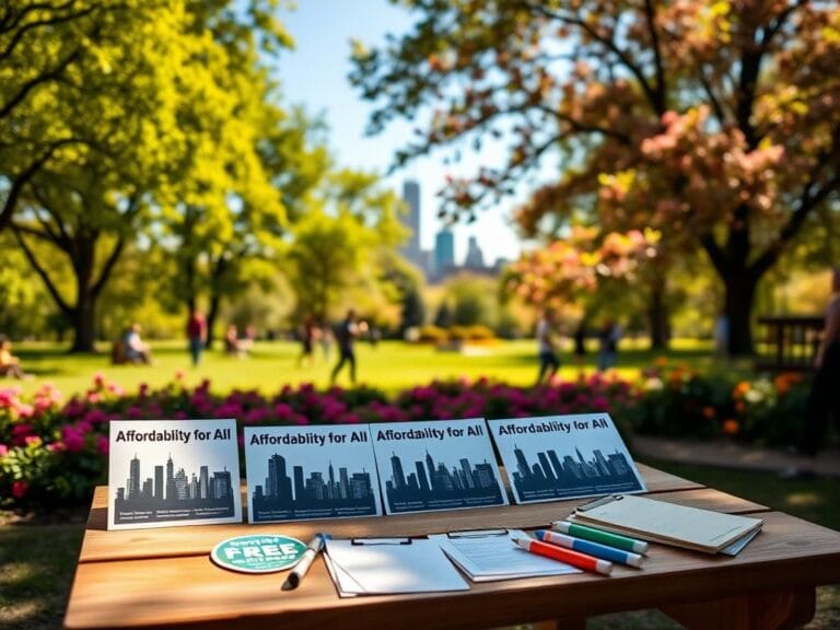 Flick International A vibrant park scene in Prospect Park showcasing community activism and campaign materials