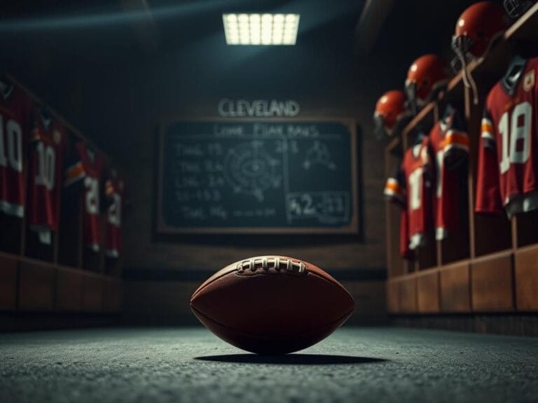 Flick International Dark locker room with a single football in front, representing the pressure of competition