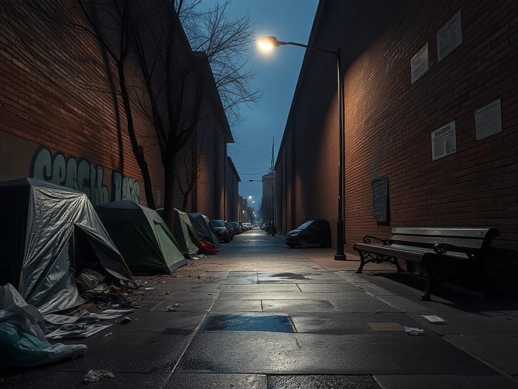 Flick International Abandoned urban alleyway in Washington, D.C. depicting homelessness