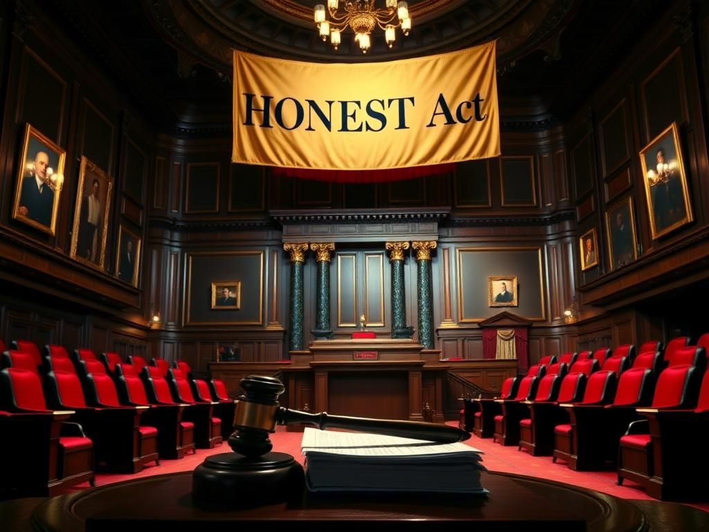 Flick International Empty Senate chamber with podium symbolizing political discourse
