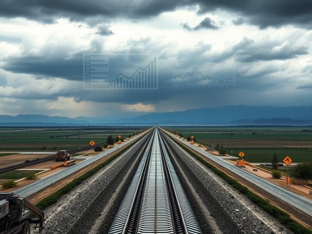 Flick International High-speed rail track under construction in California's Central Valley