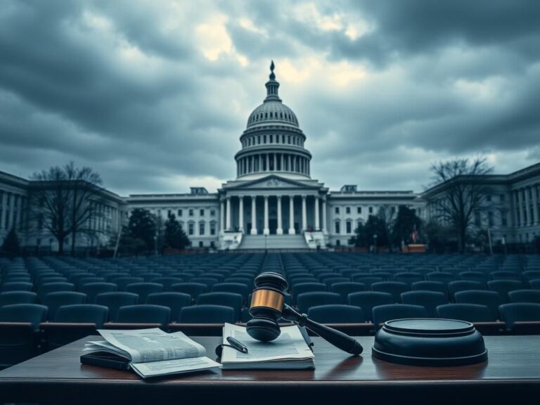 Flick International A dramatic view of the U.S. Capitol building under an overcast sky, symbolizing the tension in American politics and the recent confirmation of Jeanine Pirro as U.S. Attorney.