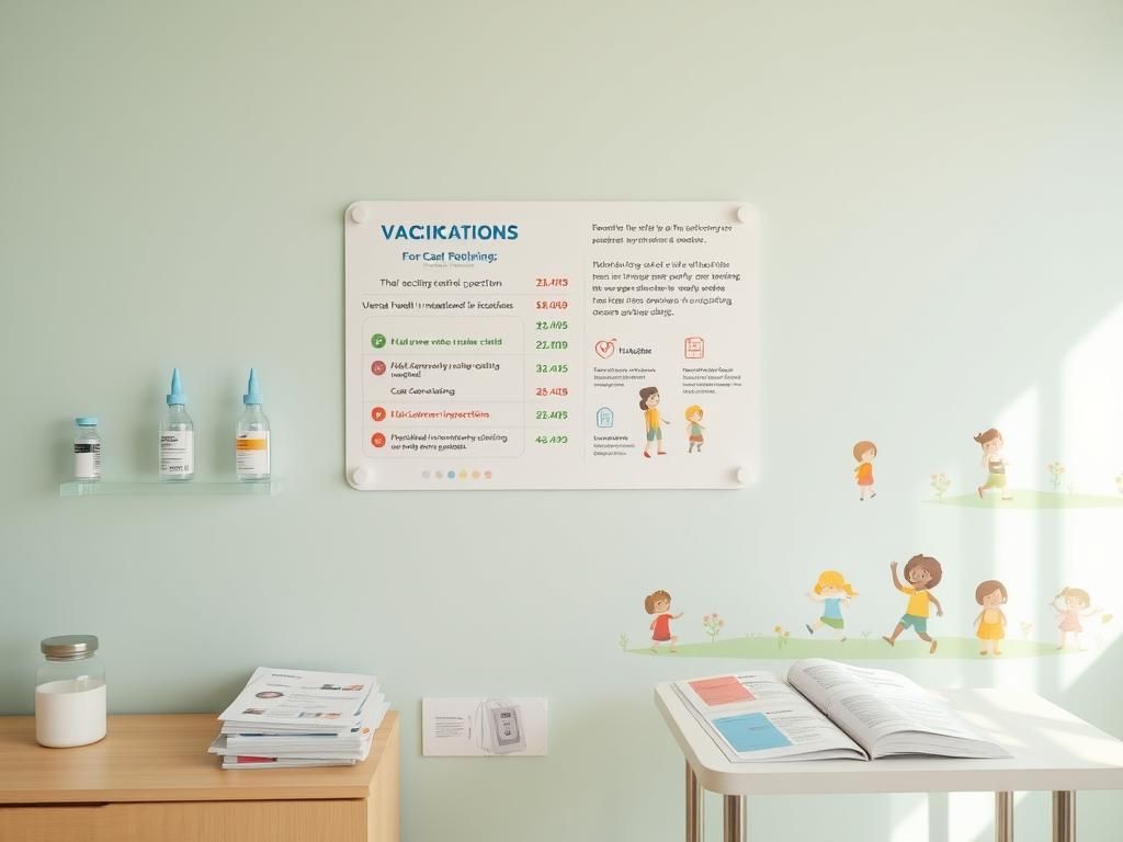 Flick International Pediatric clinic environment showcasing vaccine vials and health pamphlets