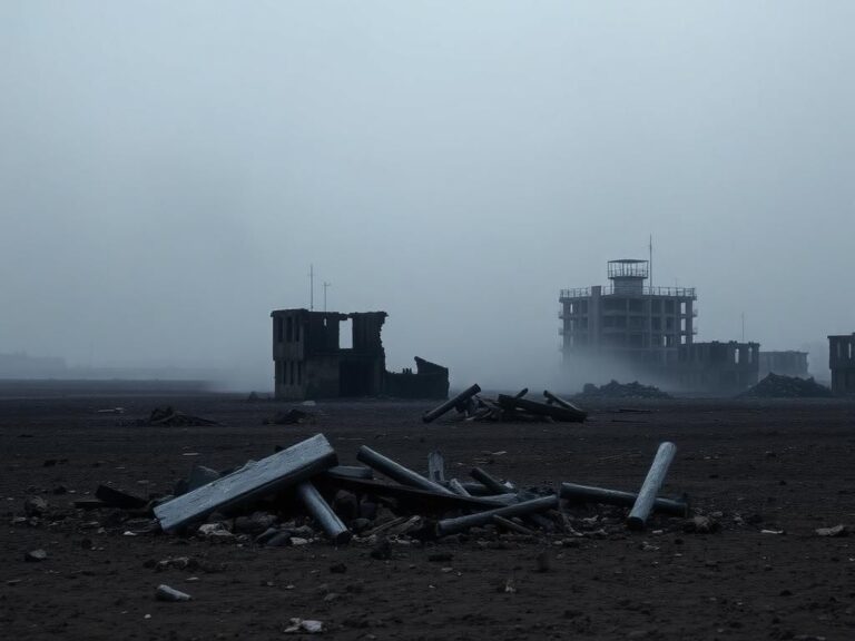 Flick International Desolate landscape of Gaza showing remnants of a destroyed building after an airstrike