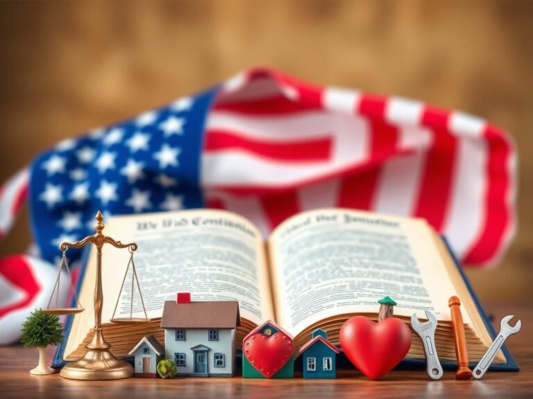 Flick International Symbolic representation of U.S. citizenship featuring an open book with the U.S. Constitution, American flag, and community engagement symbols.