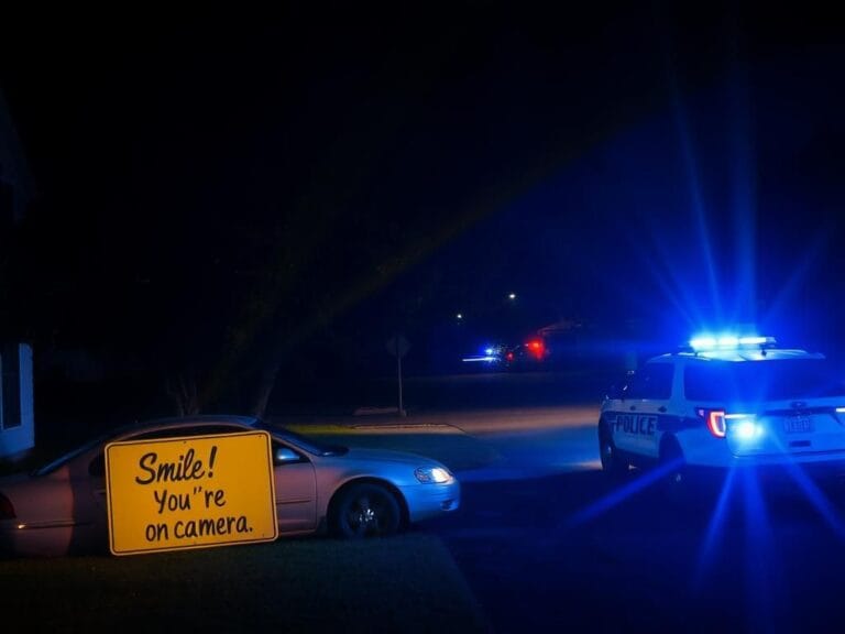 Flick International Nighttime suburban neighborhood in Memphis with police activity