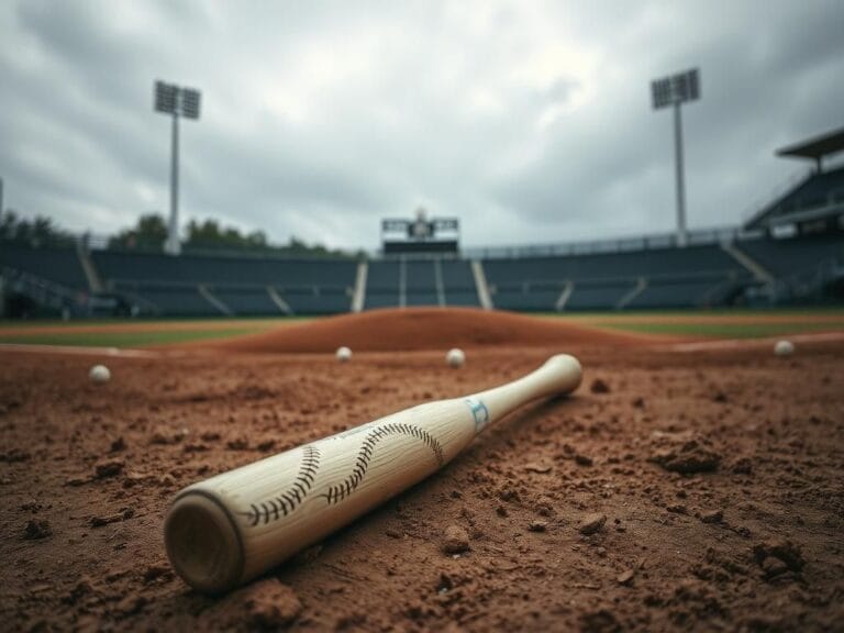 Flick International A discarded baseball bat on a minor league field symbolizing conflict.