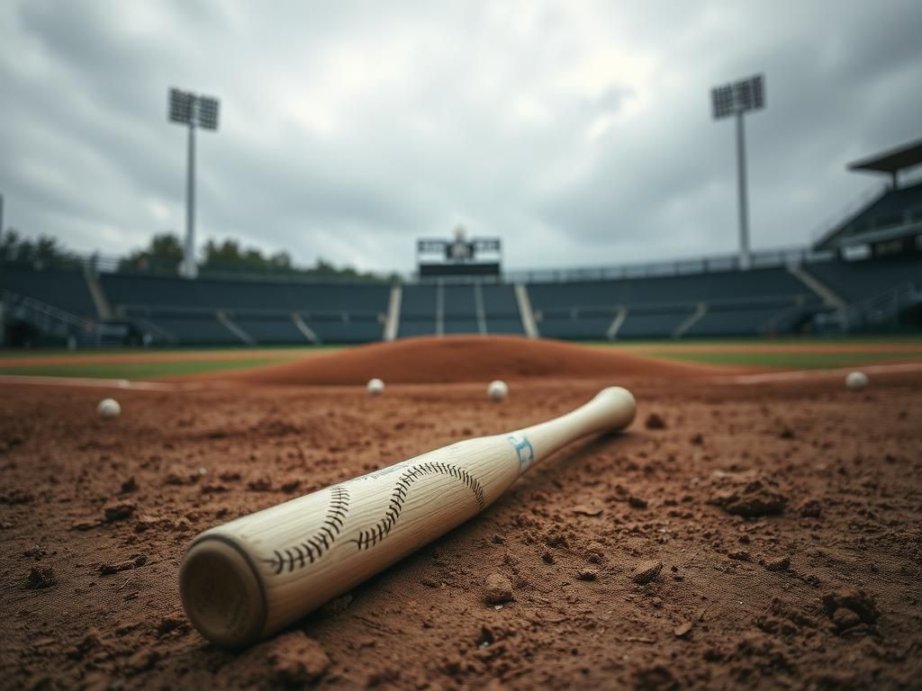 Flick International A discarded baseball bat on a minor league field symbolizing conflict.