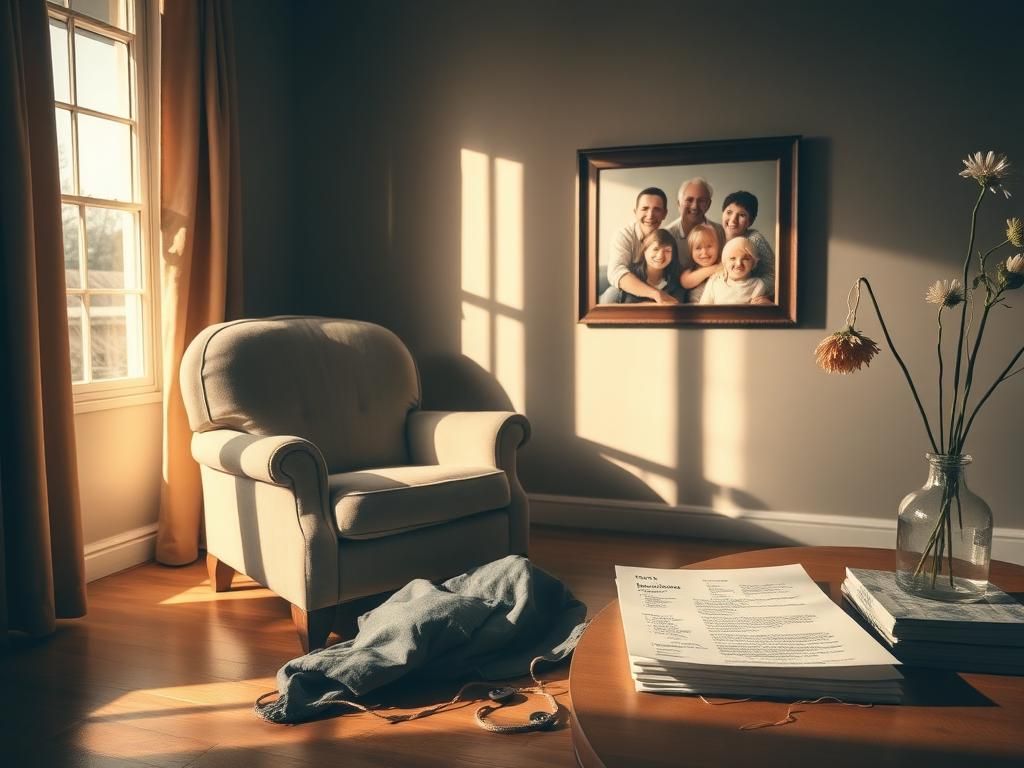 Flick International Cozy living room with a well-worn armchair and sunlight streaming through the window