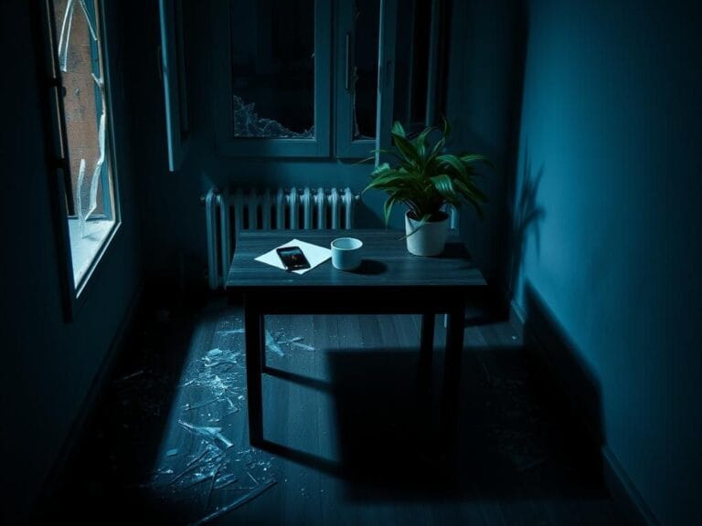 Flick International Dimly lit Italian apartment with broken window and scattered papers