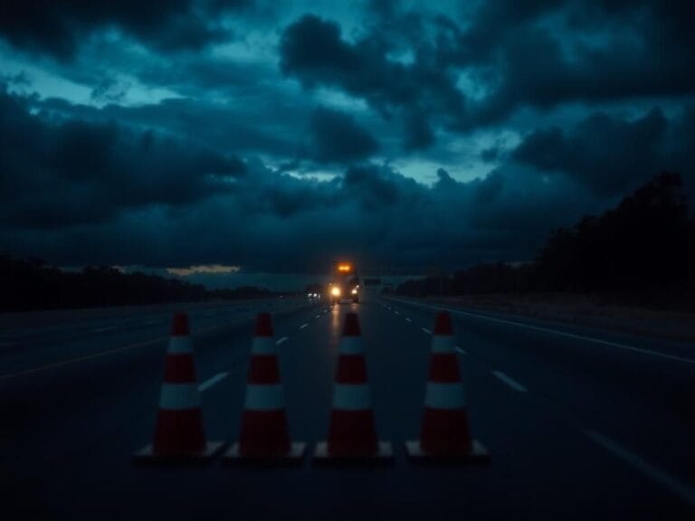 Flick International Dramatic highway scene at dusk with Florida Turnpike and ominous clouds