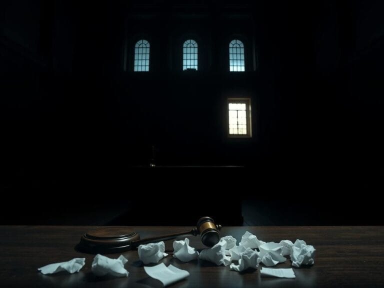 Flick International Dark courtroom scene depicting tension during sentencing for alleged honor killing plot