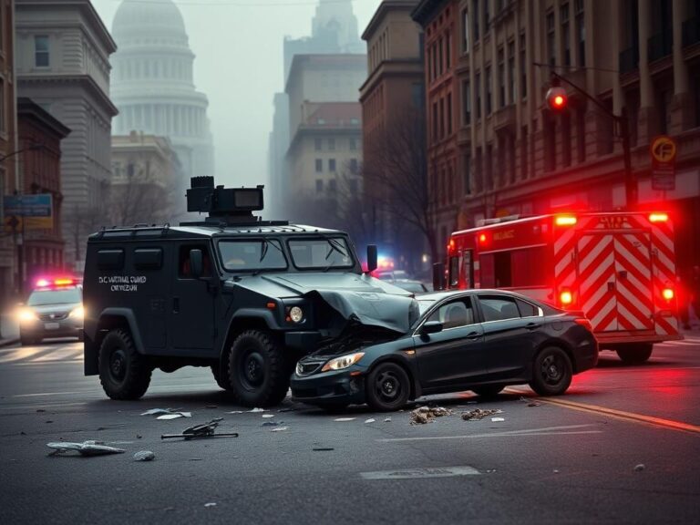 Flick International D.C. National Guard military vehicle involved in collision with civilian car on Capitol Hill