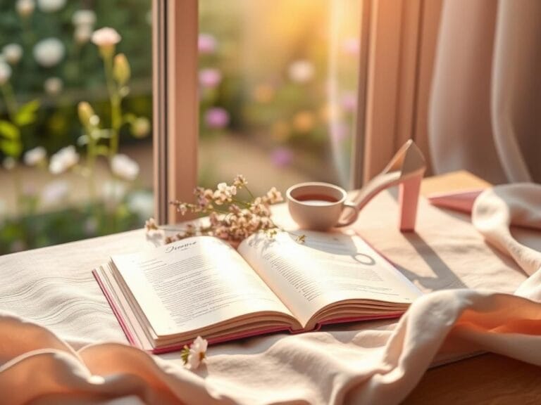 Flick International An open journal with flowers and a high-heeled shoe symbolizing women's empowerment