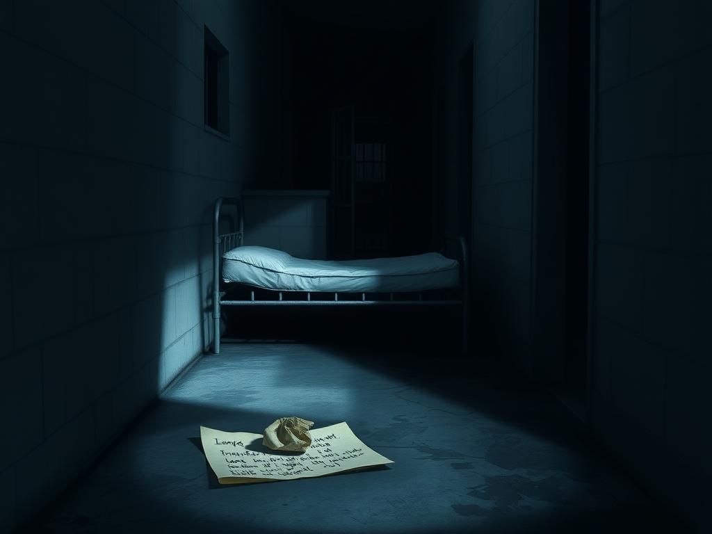 Flick International Dimly lit prison cell with concrete walls and barred window illustrating Bryan Kohberger's confinement