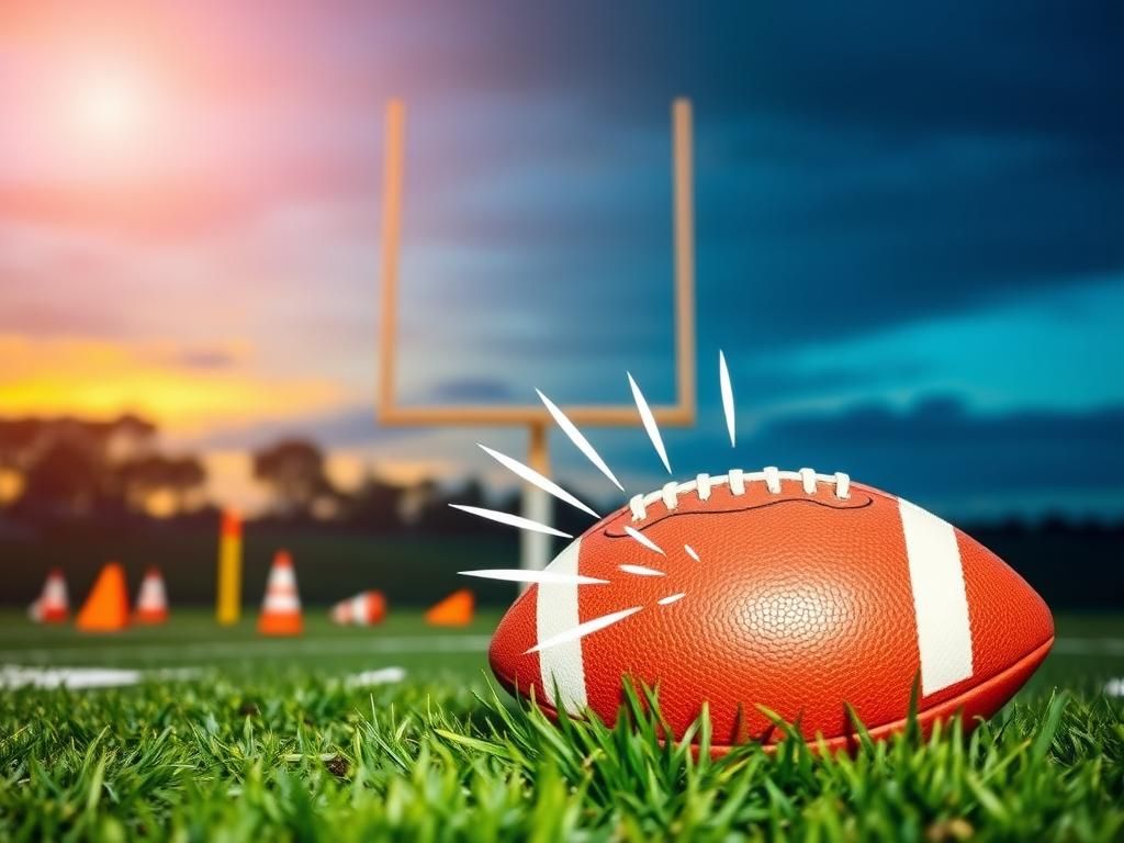 Flick International A dynamic football practice scene featuring a football and abstract goalpost representation.