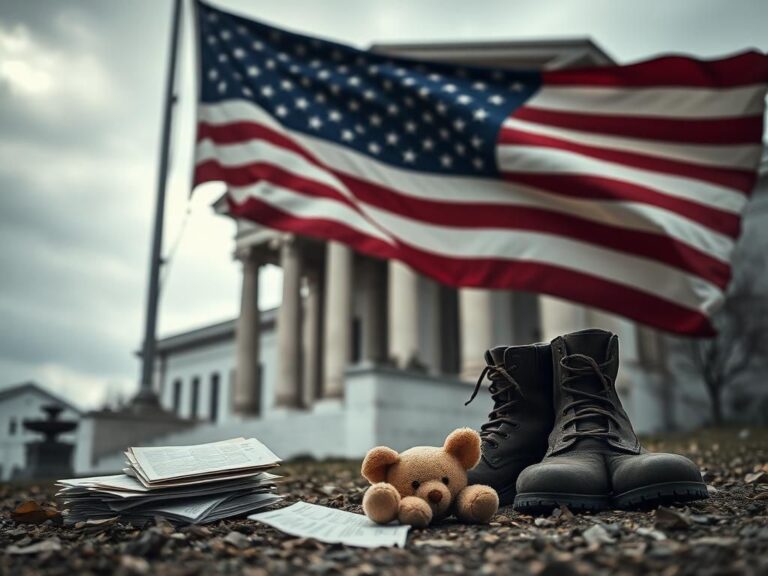 Flick International Weathered American flag fluttering in the wind near a courthouse, symbolizing immigration legal battles.