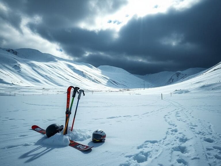 Flick International Dramatic winter landscape depicting an empty ski training area in New Zealand