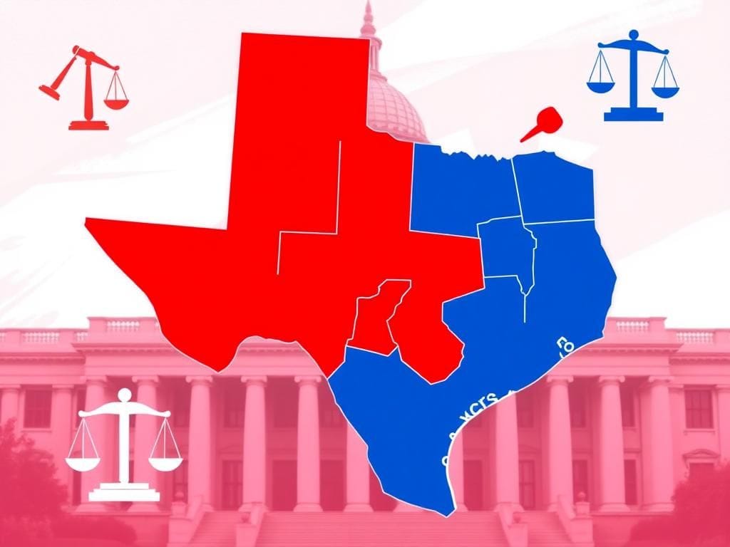 Flick International Stylized Texas map showing new congressional districts in red and blue colors, highlighting Republican-leaning areas
