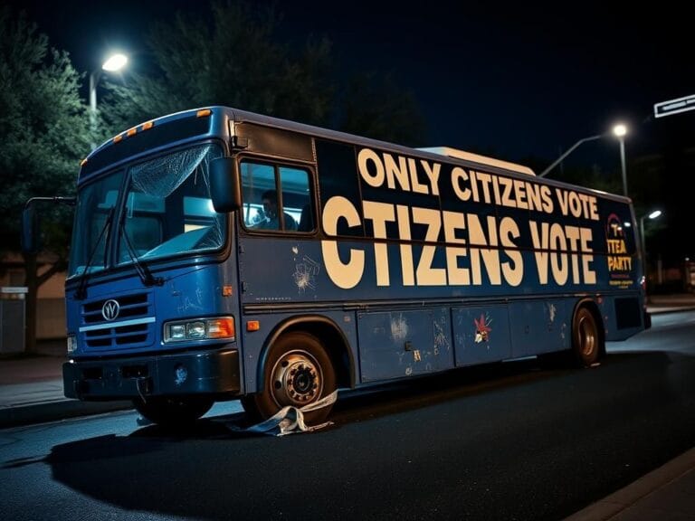 Flick International Damaged Tea Party tour bus with slashed tires in Phoenix
